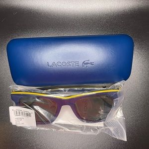 NWT Lacoste Sunglasses, Blue & Yellow Polarized Stripes & Piping